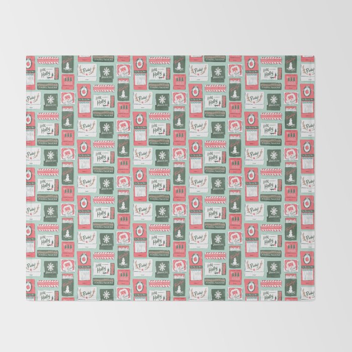 Vintage Christmas Holiday Matchbooks Throw Blanket Gallery Image 2