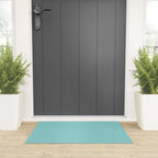 Serene Aqua Blue Solid Color Welcome Mat Gallery Image 3