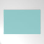 Serene Aqua Blue Solid Color Welcome Mat Gallery Image 1