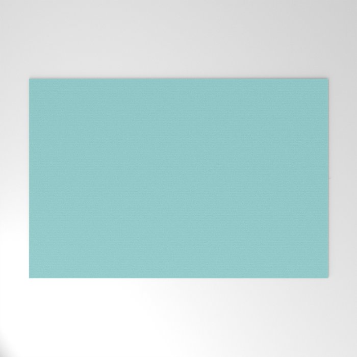 Serene Aqua Blue Solid Color Welcome Mat Gallery Image 1