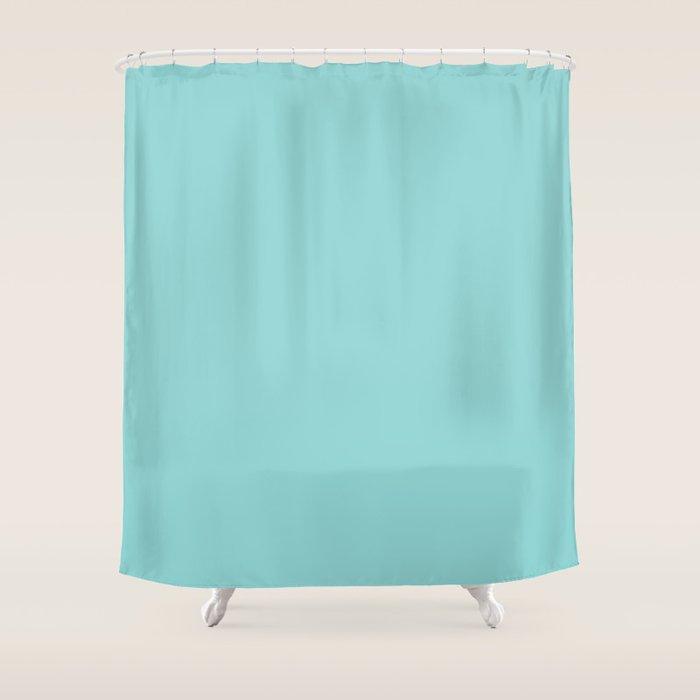 Serene Aqua Blue Solid Color Shower Curtain Gallery Image 1
