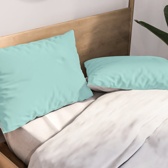 Serene Aqua Blue Solid Color Pillow Sham Gallery Image 2