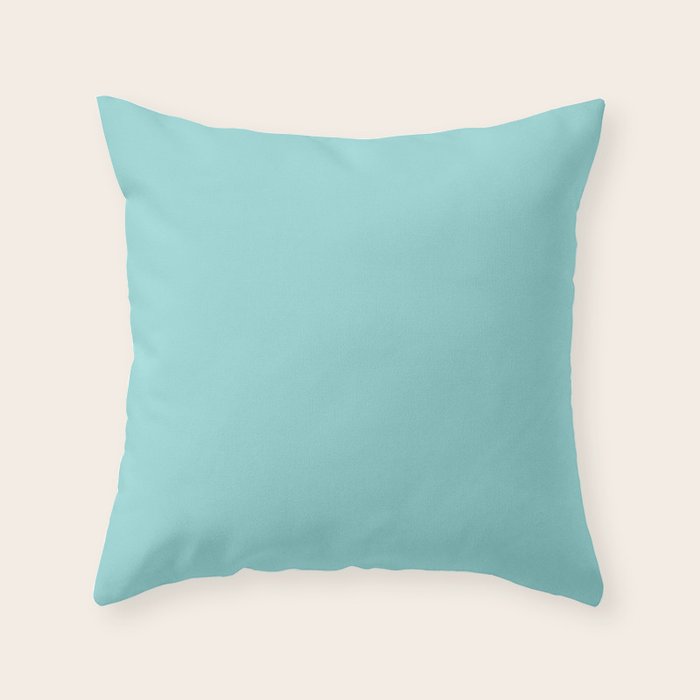 Serene Aqua Blue Solid Color Throw Pillow Gallery Image 6