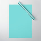 Serene Aqua Blue Solid Color Wrapping Paper Gallery Image 1