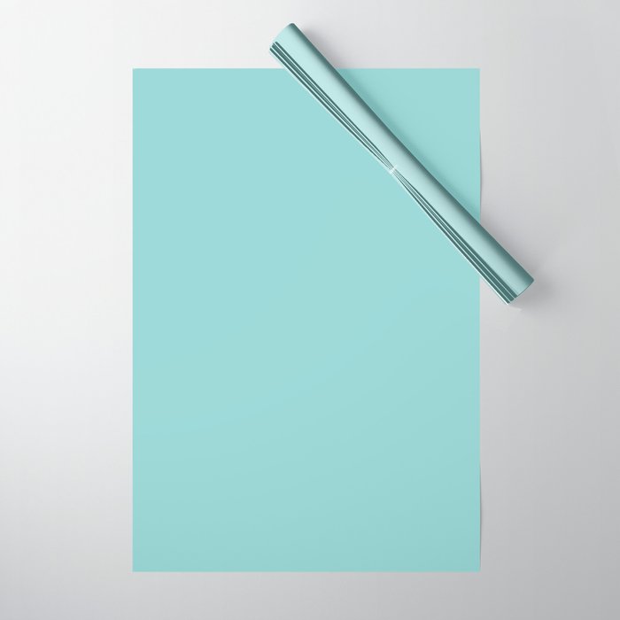 Serene Aqua Blue Solid Color Wrapping Paper Gallery Image 1