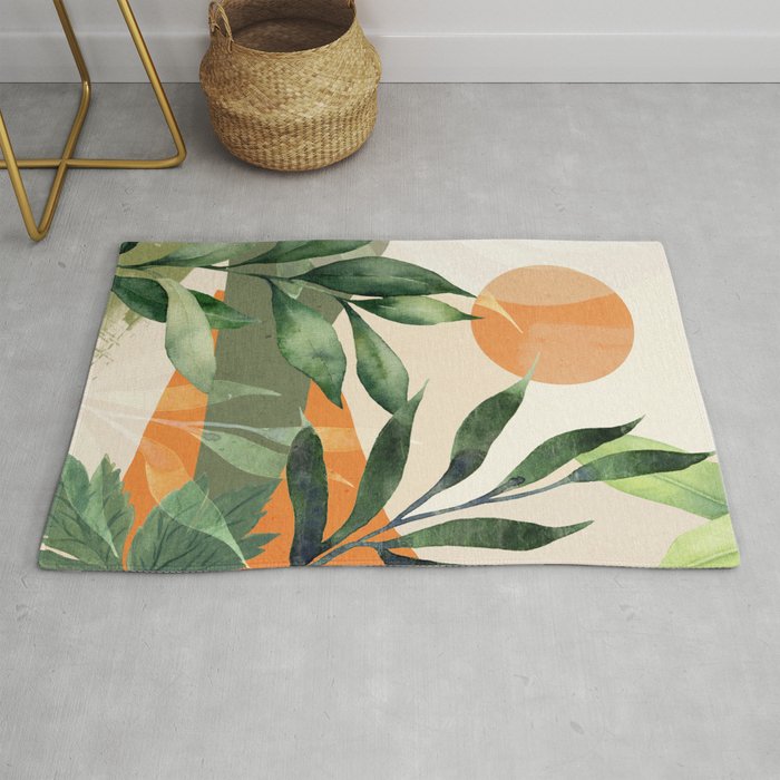 Abstract Art Tropical Leaves 123 Rug Gallery Image 1