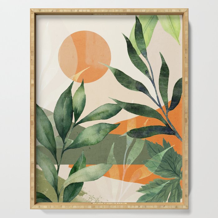 Abstract Art Tropical Leaves 123 Serving Tray Gallery Image 1