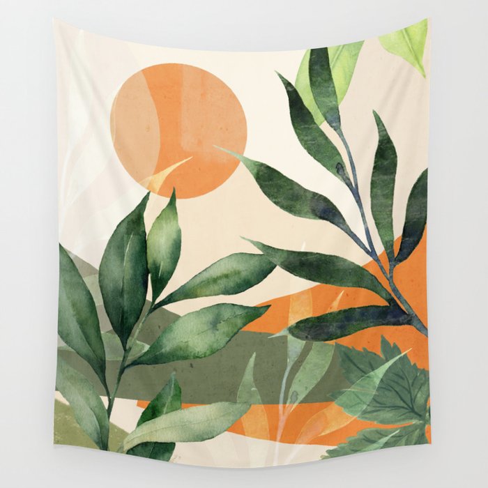 Abstract Art Tropical Leaves 123 Wall Tapestry Gallery Image 1