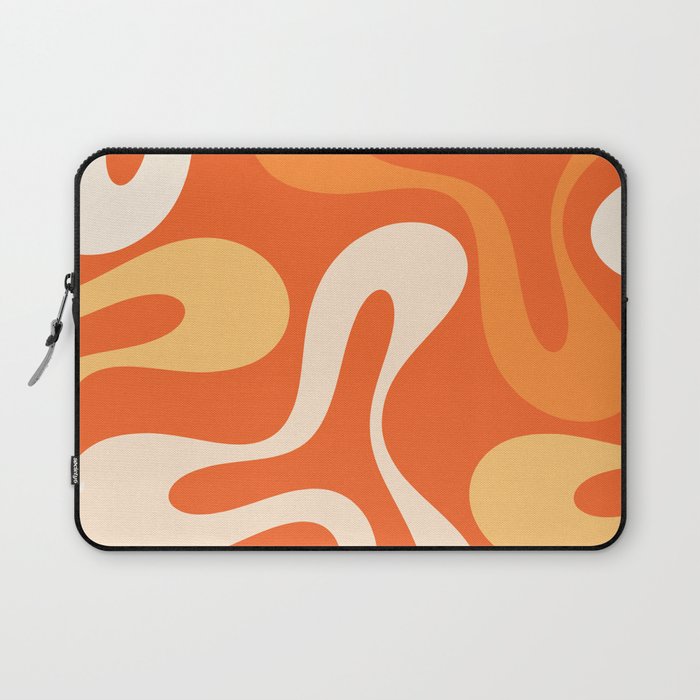 Soft Curves Retro Modern Abstract in  Tangerine Orange Tones Laptop Sleeve Gallery Image 1
