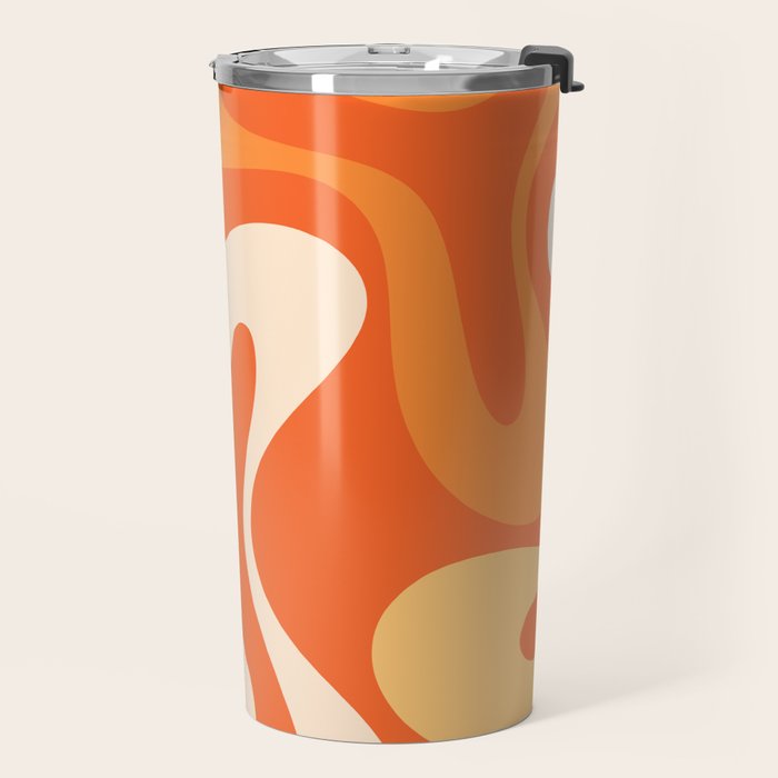 Soft Curves Retro Modern Abstract in  Tangerine Orange Tones Travel Mug Gallery Image 2