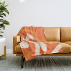 Soft Curves Retro Modern Abstract in  Tangerine Orange Tones Throw Blanket Gallery Image 1
