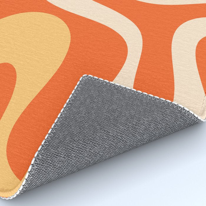 Soft Curves Retro Modern Abstract in  Tangerine Orange Tones Rug Gallery Image 4
