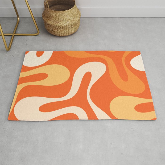Soft Curves Retro Modern Abstract in  Tangerine Orange Tones Rug Gallery Image 1