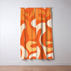 Soft Curves Retro Modern Abstract in  Tangerine Orange Tones Window Curtain Gallery Image 3
