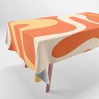 Soft Curves Retro Modern Abstract in  Tangerine Orange Tones Tablecloth Gallery Image 1