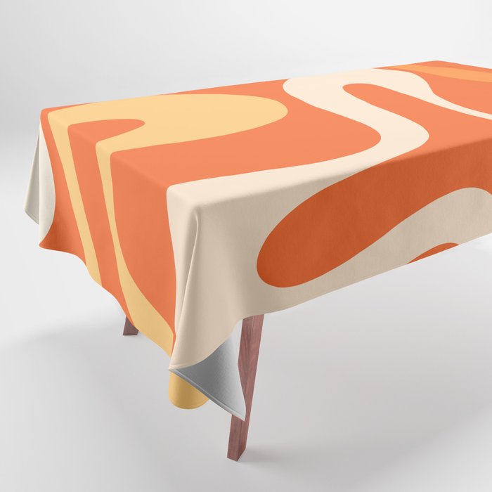 Soft Curves Retro Modern Abstract in  Tangerine Orange Tones Tablecloth Gallery Image 1