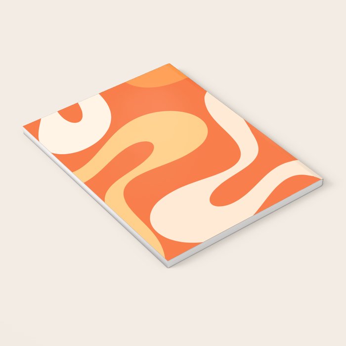 Soft Curves Retro Modern Abstract in  Tangerine Orange Tones Notebook Gallery Image 3
