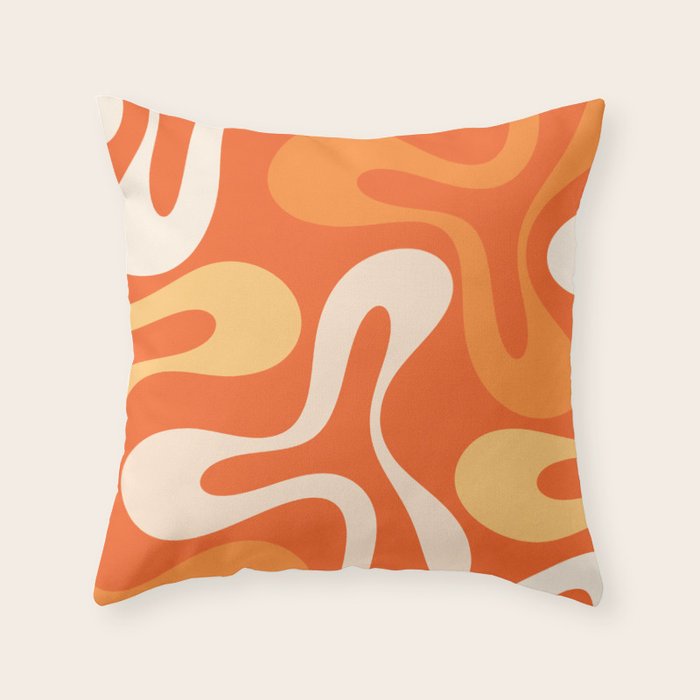 Soft Curves Retro Modern Abstract in  Tangerine Orange Tones Throw Pillow Gallery Image 6