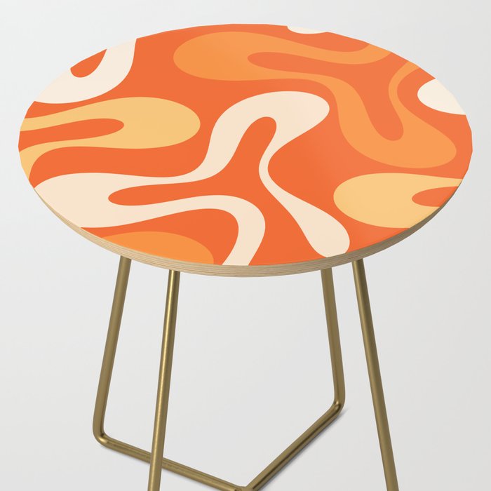 Soft Curves Retro Modern Abstract in  Tangerine Orange Tones Side Table Gallery Image 2