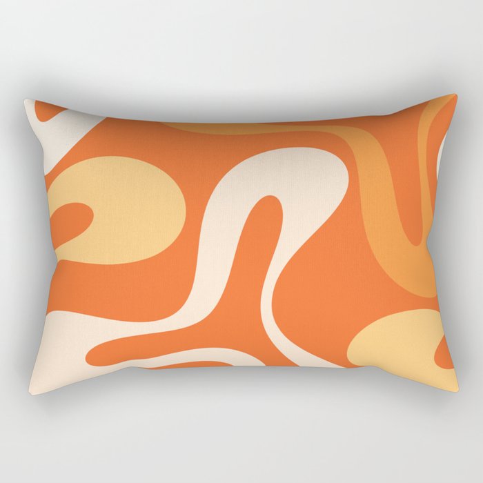 Soft Curves Retro Modern Abstract in  Tangerine Orange Tones Rectangular Pillow