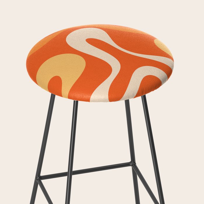 Soft Curves Retro Modern Abstract in  Tangerine Orange Tones Stool Gallery Image 2