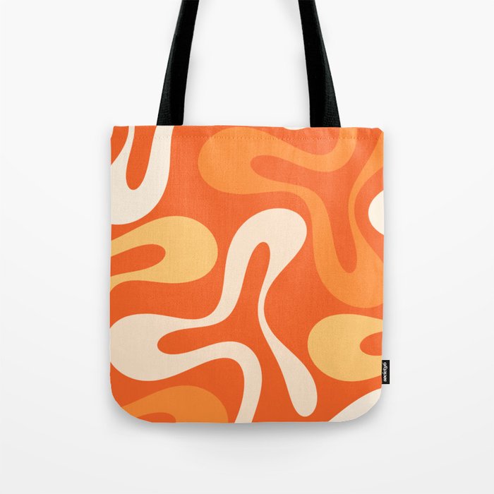Soft Curves Retro Modern Abstract in  Tangerine Orange Tones Tote Bag Gallery Image 1