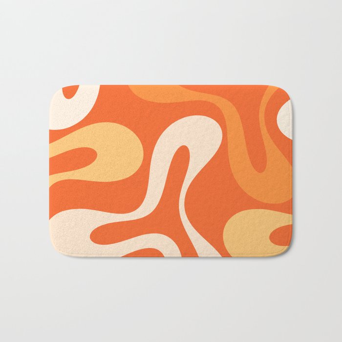 Soft Curves Retro Modern Abstract in  Tangerine Orange Tones Bath Mat Gallery Image 1