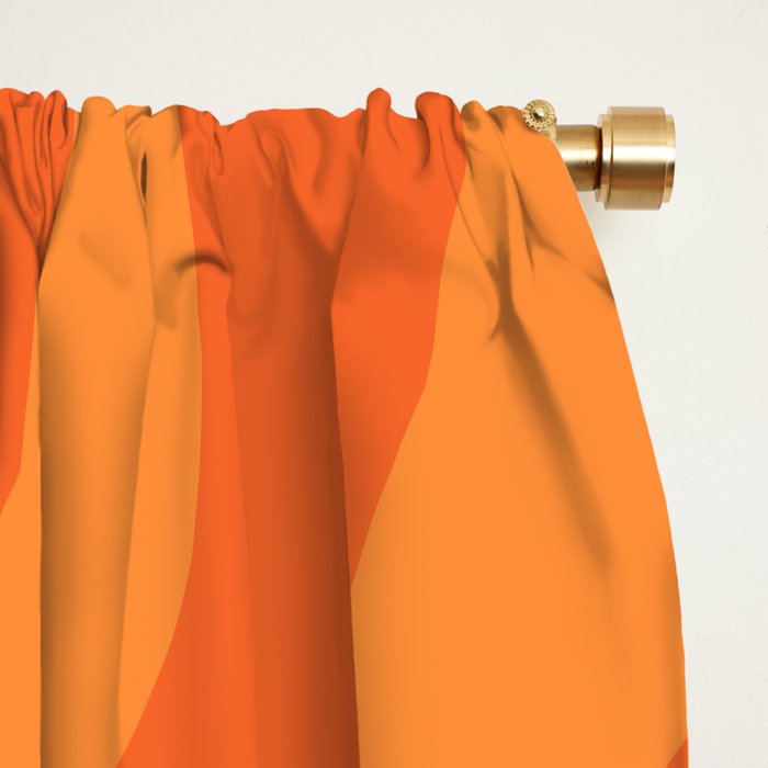 Soft Curves Retro Modern Abstract in  Tangerine Orange Tones Window Curtain Gallery Image 2