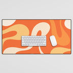 Soft Curves Retro Modern Abstract in  Tangerine Orange Tones Desk Mat Gallery Image 1
