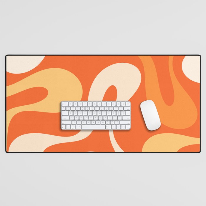 Soft Curves Retro Modern Abstract in  Tangerine Orange Tones Desk Mat Gallery Image 1
