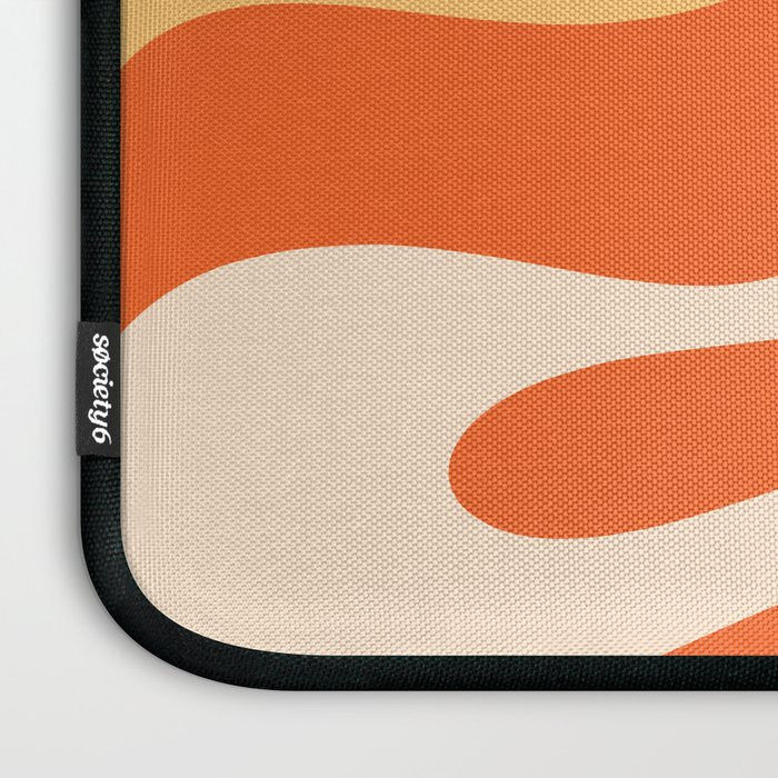 Soft Curves Retro Modern Abstract in  Tangerine Orange Tones Laptop Sleeve Gallery Image 3