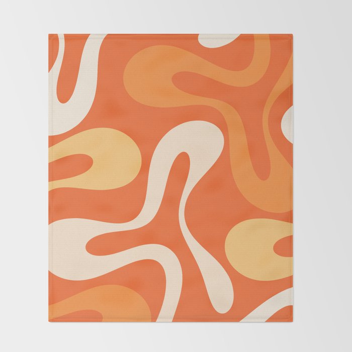 Soft Curves Retro Modern Abstract in  Tangerine Orange Tones Throw Blanket Gallery Image 2