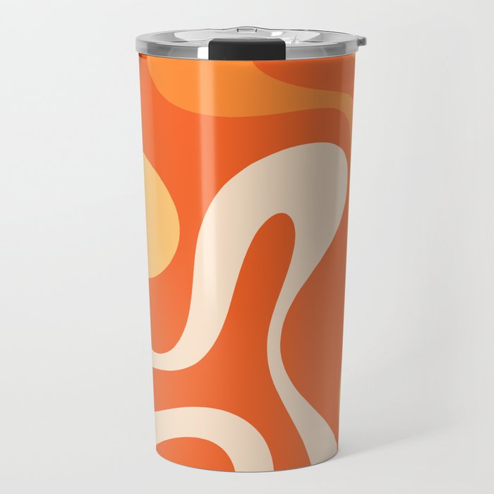 Soft Curves Retro Modern Abstract in  Tangerine Orange Tones Travel Mug Gallery Image 1