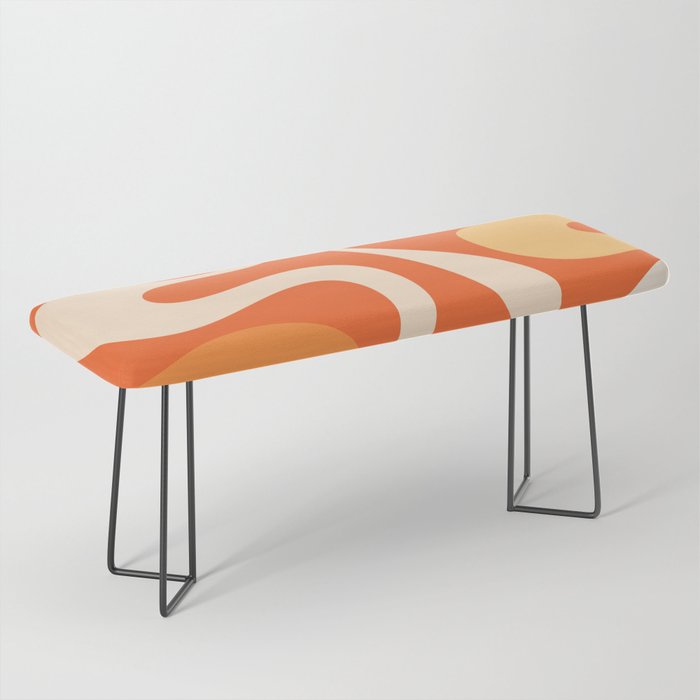 Soft Curves Retro Modern Abstract in  Tangerine Orange Tones Bench Gallery Image 1