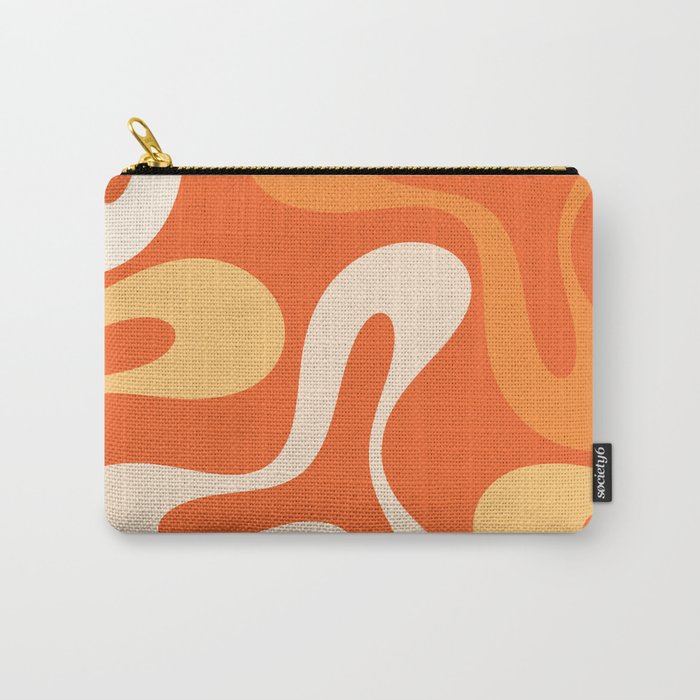 Soft Curves Retro Modern Abstract in  Tangerine Orange Tones Carry All Pouch Gallery Image 1