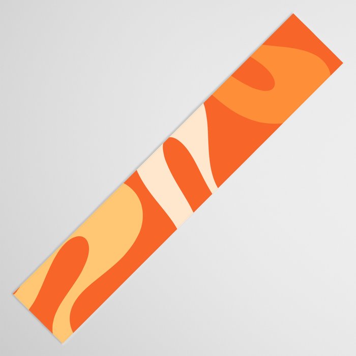 Soft Curves Retro Modern Abstract in  Tangerine Orange Tones Table Runner Gallery Image 3