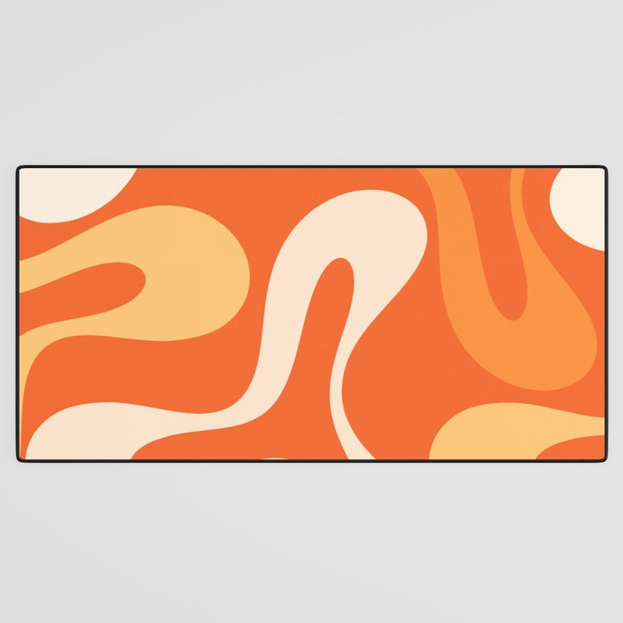 Soft Curves Retro Modern Abstract in  Tangerine Orange Tones Desk Mat Gallery Image 3