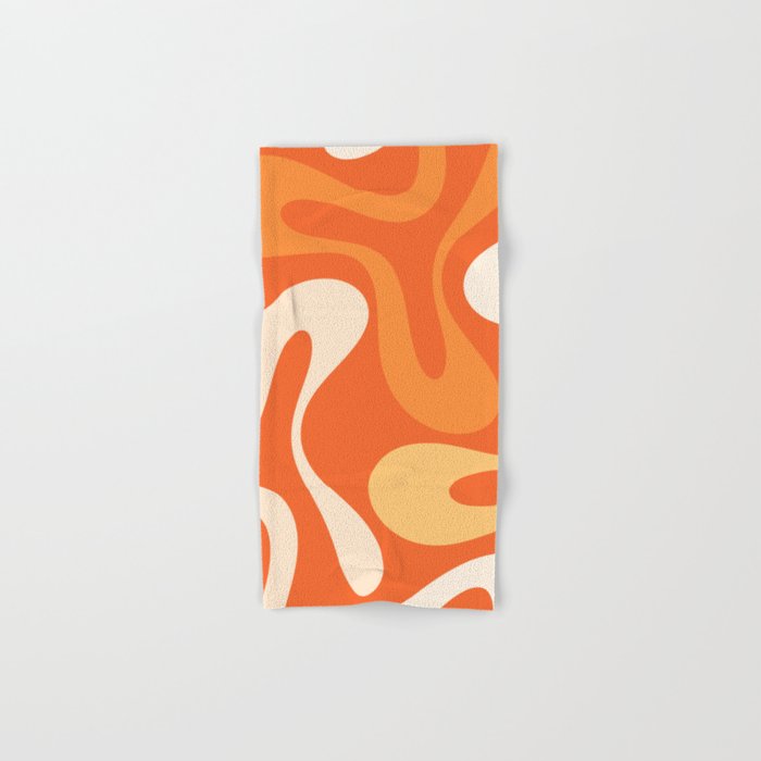 Soft Curves Retro Modern Abstract in  Tangerine Orange Tones Bath Towel Gallery Image 1