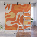 Soft Curves Retro Modern Abstract in  Tangerine Orange Tones Wall Mural Gallery Image 1