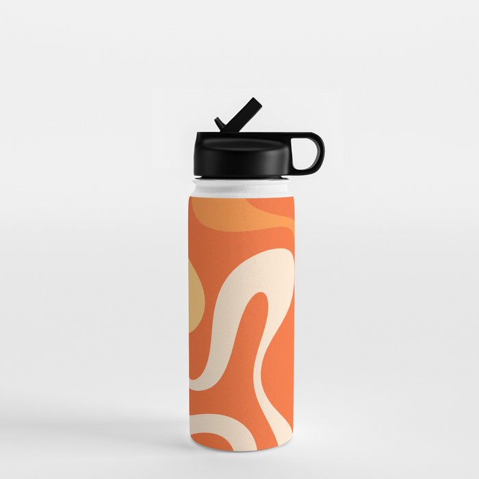 Soft Curves Retro Modern Abstract in  Tangerine Orange Tones Water Bottle Gallery Image 1