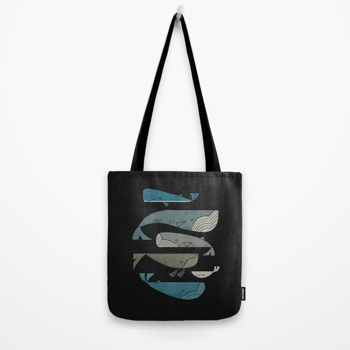 Retro Whale Pod Tote Bag Gallery Image 2