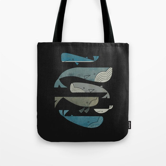 Retro Whale Pod Tote Bag Gallery Image 1