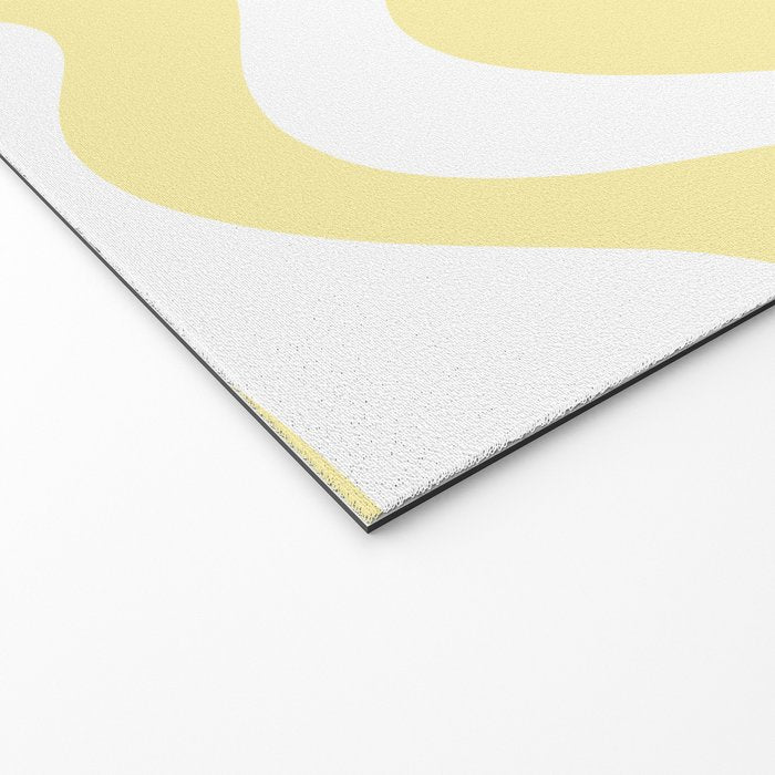Retro Liquid Swirl Contemporary Abstract Pattern 2 in Butter Yellow and White Welcome Mat Gallery Image 2