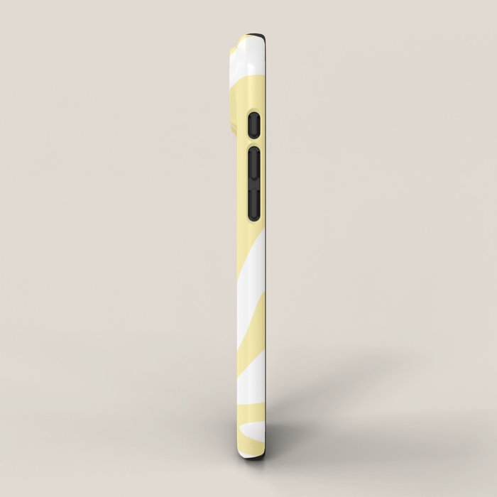 Retro Liquid Swirl Contemporary Abstract Pattern 2 in Butter Yellow and White iPhone Case Gallery Image 2