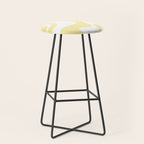 Retro Liquid Swirl Contemporary Abstract Pattern 2 in Butter Yellow and White Stool Gallery Image 1