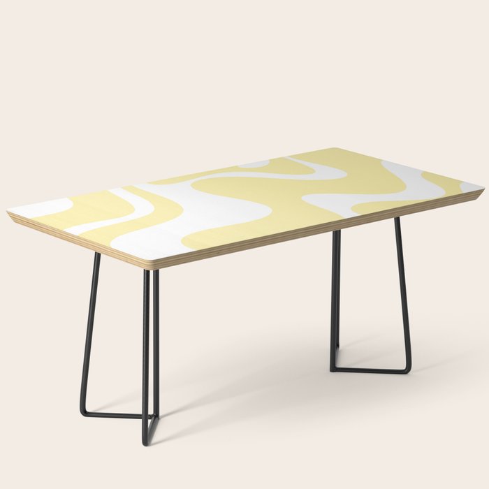 Retro Liquid Swirl Contemporary Abstract Pattern 2 in Butter Yellow and White Coffee Table Gallery Image 1