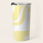Retro Liquid Swirl Contemporary Abstract Pattern 2 in Butter Yellow and White Travel Mug Gallery Image 3