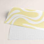 Retro Liquid Swirl Contemporary Abstract Pattern 2 in Butter Yellow and White Wrapping Paper Gallery Image 2