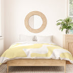Retro Liquid Swirl Contemporary Abstract Pattern 2 in Butter Yellow and White Duvet Cover Gallery Image 3