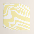Retro Liquid Swirl Contemporary Abstract Pattern 2 in Butter Yellow and White Wrapping Paper Gallery Image 3